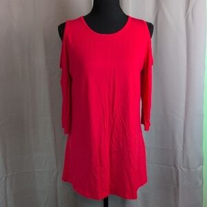 Vibrant Red 3/4‎ Sleeve Cut Out Tunic